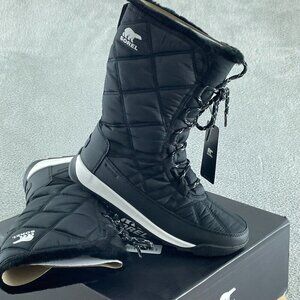 SOREL Women's Whitney ll Plus Tall Lace Waterproof Boot Black 8.5 NWB S190